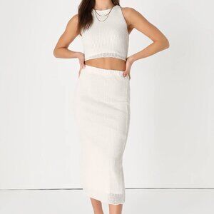 Lulus Medium Ivory Crochet Lace-Up Two-Piece